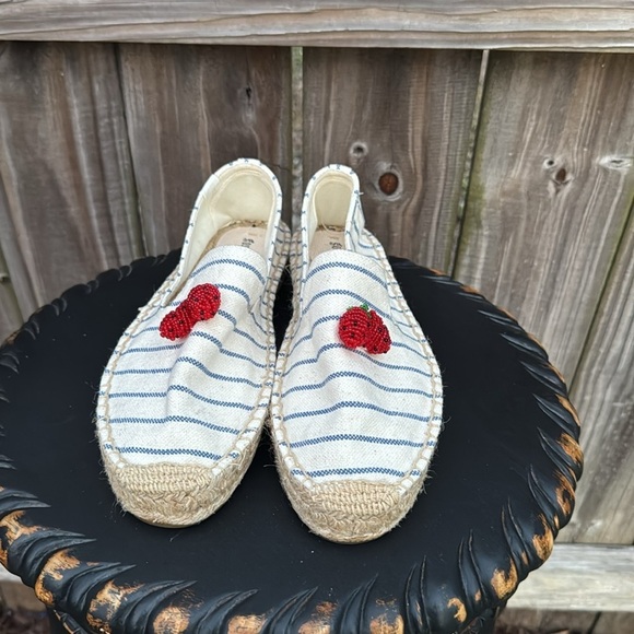 Soludos Strawberry Stripes Platform Espadrille - Sky Stripe Size 10 - Picture 3 of 6